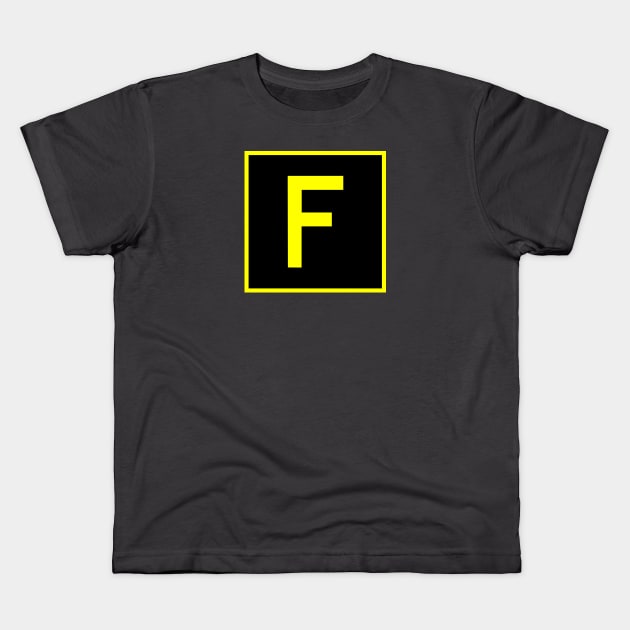 F - Foxtrot - FAA taxiway sign, phonetic alphabet Kids T-Shirt by Vidision Avgeek